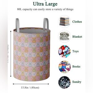 80L Large Laundry Hamper, Teddy Bear Print, New in Package